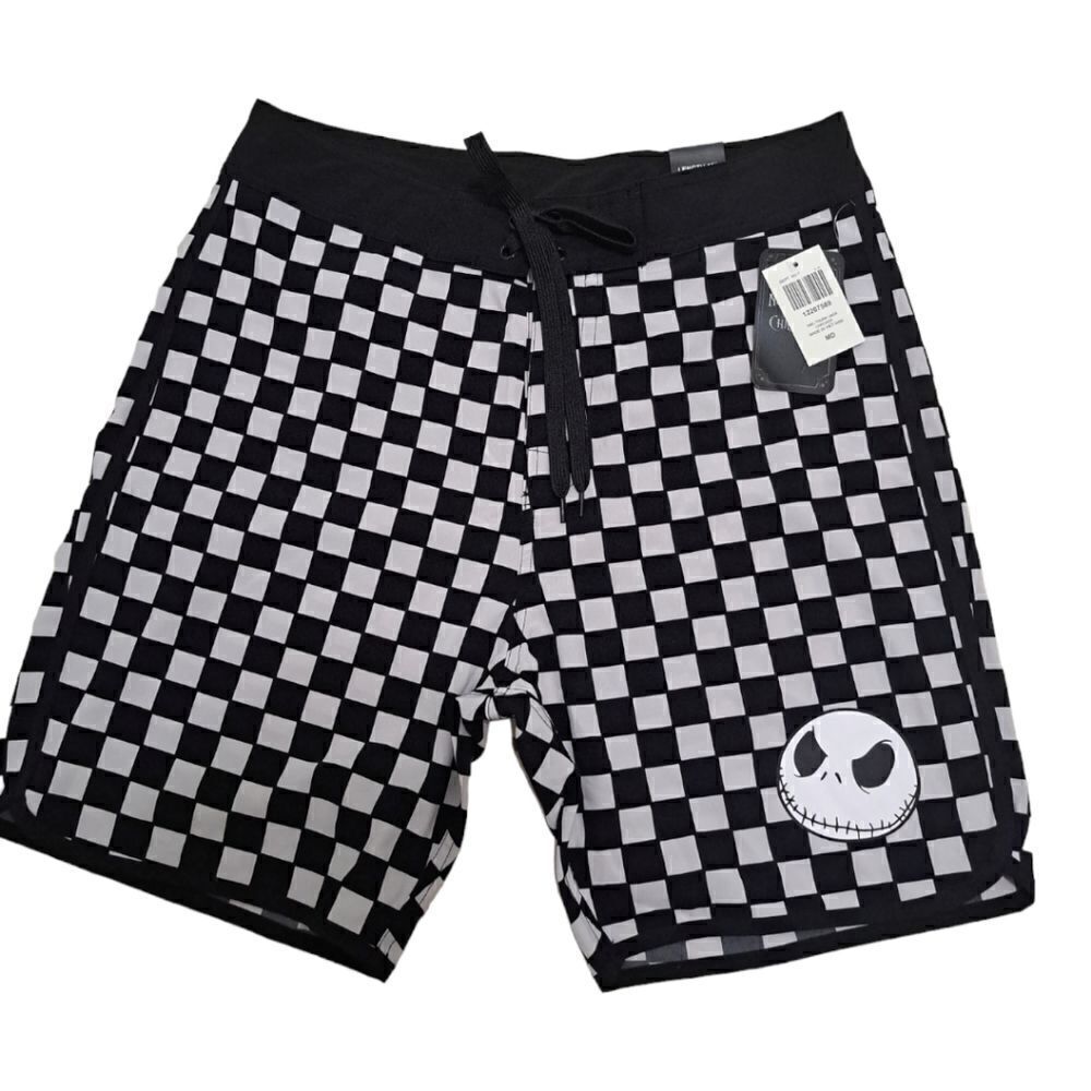 Disney Nightmare Before Christmas Checker Print Mens Board Shorts Size M NWT